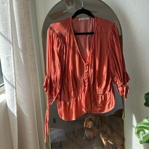 Abercrombie & Fitch Red Button-up Blouse